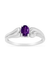 elegant white gold oval amethyst gemstone baby birthstone ring